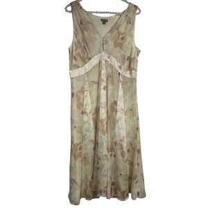 Ann Taylor Vintage 100% Silk Pastel Floral Lined Dress Sz 10 Light Butter Yellow